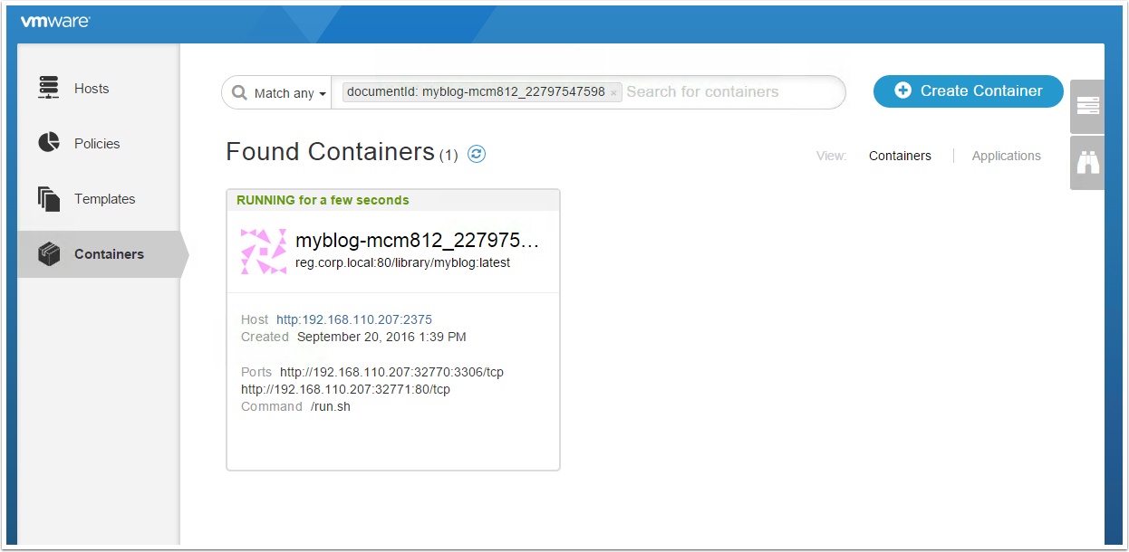 Getting started with VMware Admiral Container Service on 